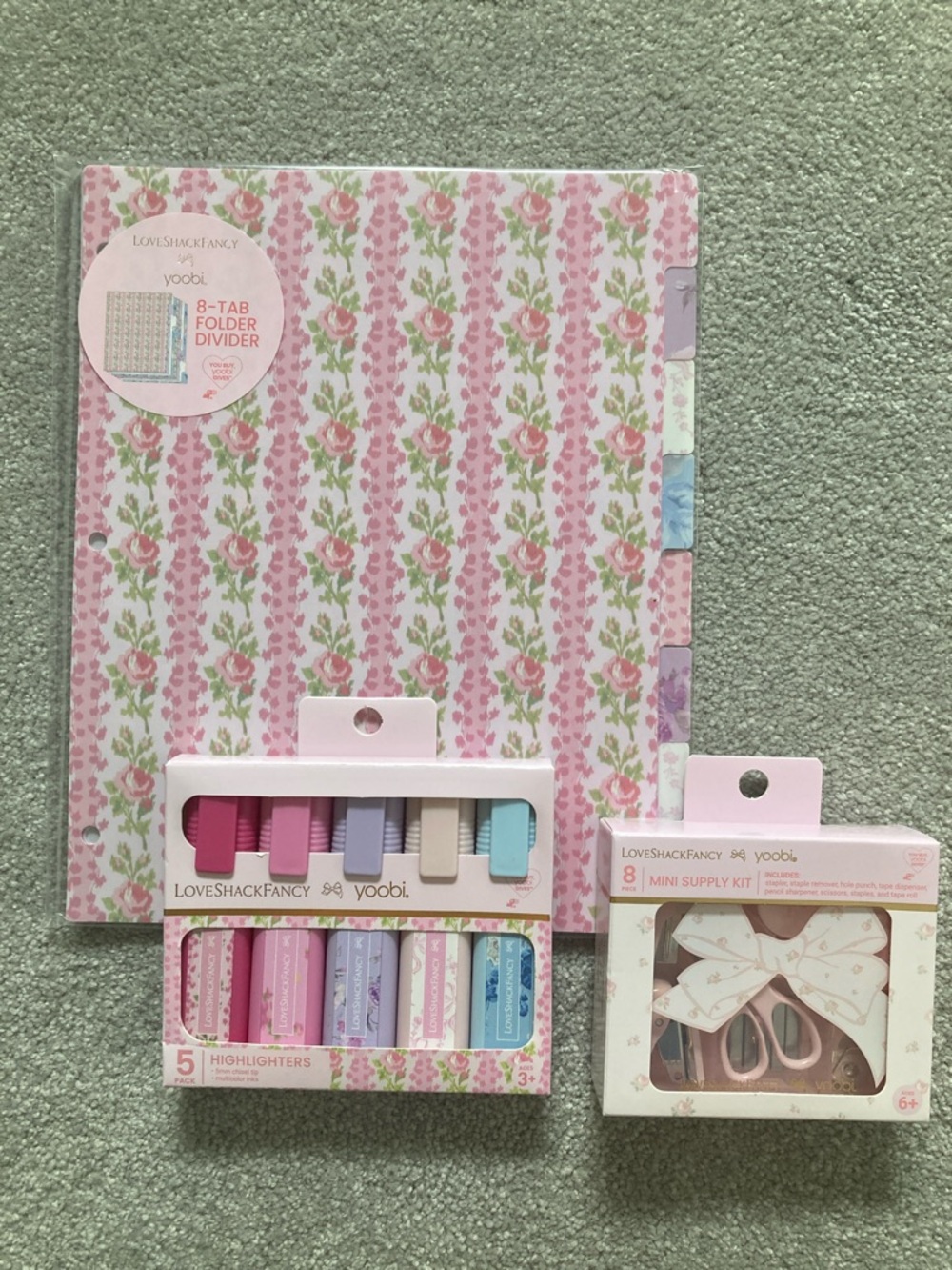 IN-HAND | LoveShackFancy x Target Yoobi Dividers, Highlighters, Mini Supply Kit